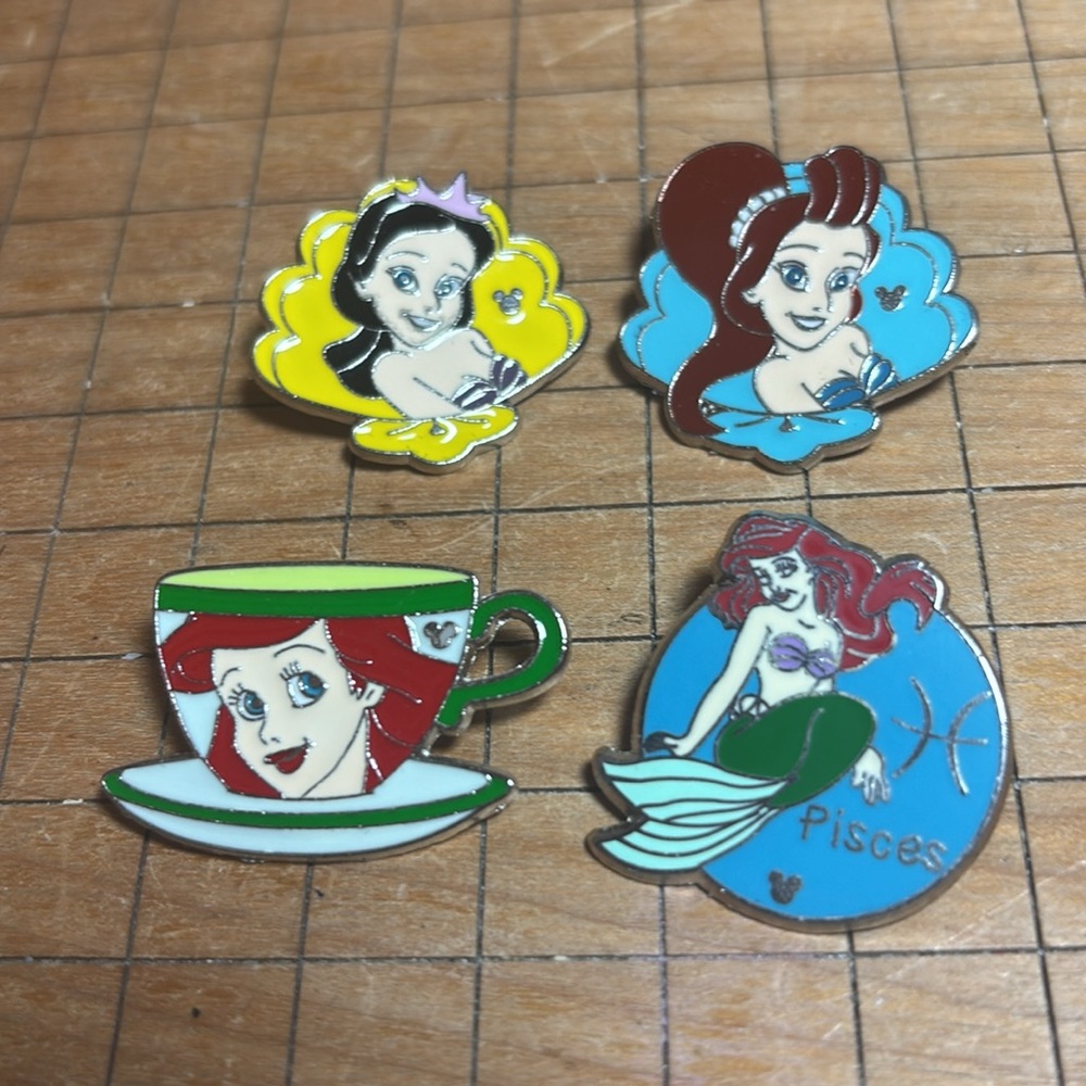 Disney Trading Pins Ariel Tea Coffee Cup, Pisces, Sisters Aquata, Alana No Backs - Picture 3 of 17